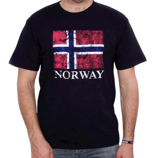 ČERNÉ TRIČKO S NORSKOU VLAJKOU 3XL